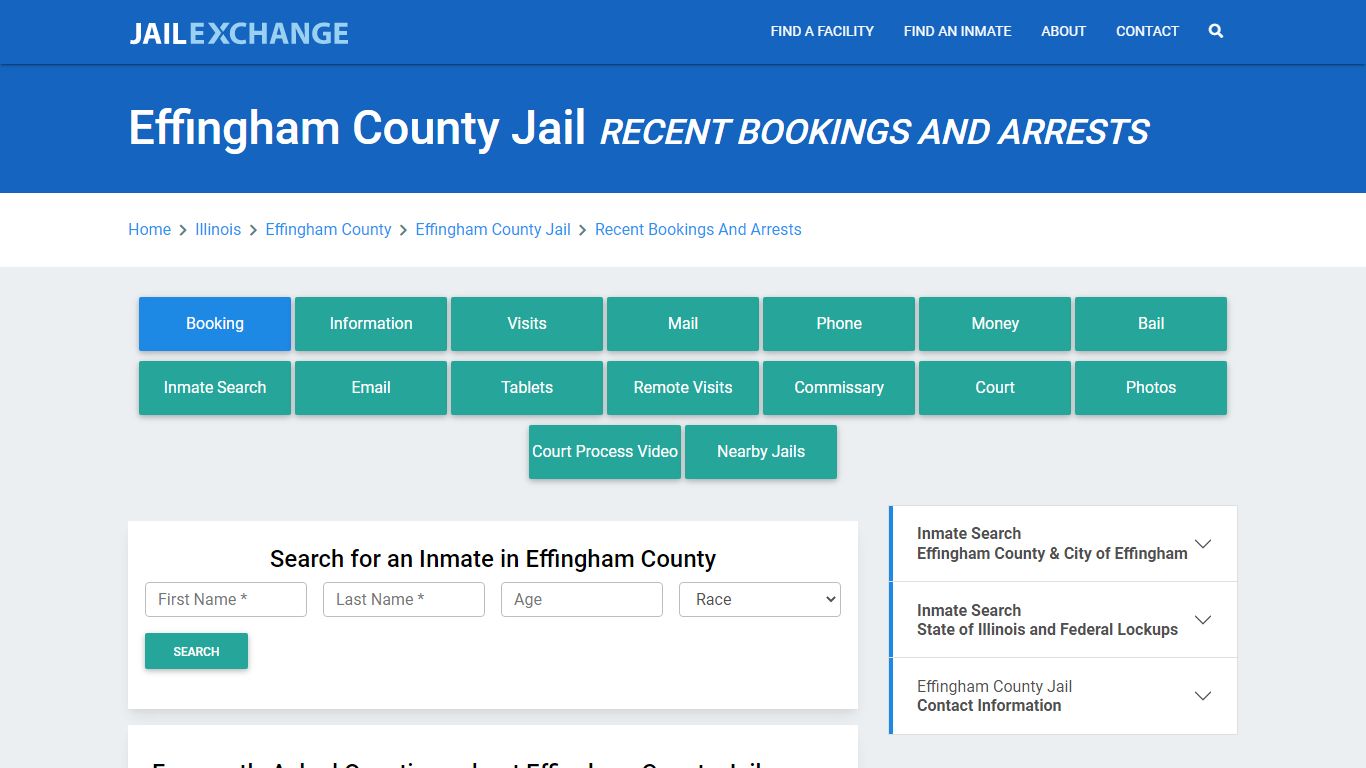 Effingham County Jail IL Recent Arrests and Bookings