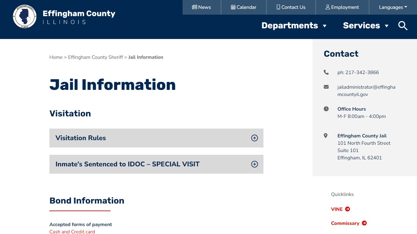 Jail Information - Effingham County, Illinois