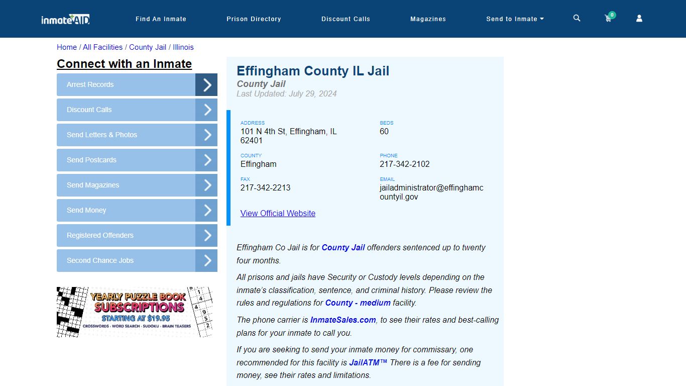 Effingham County IL Jail - Inmate Locator